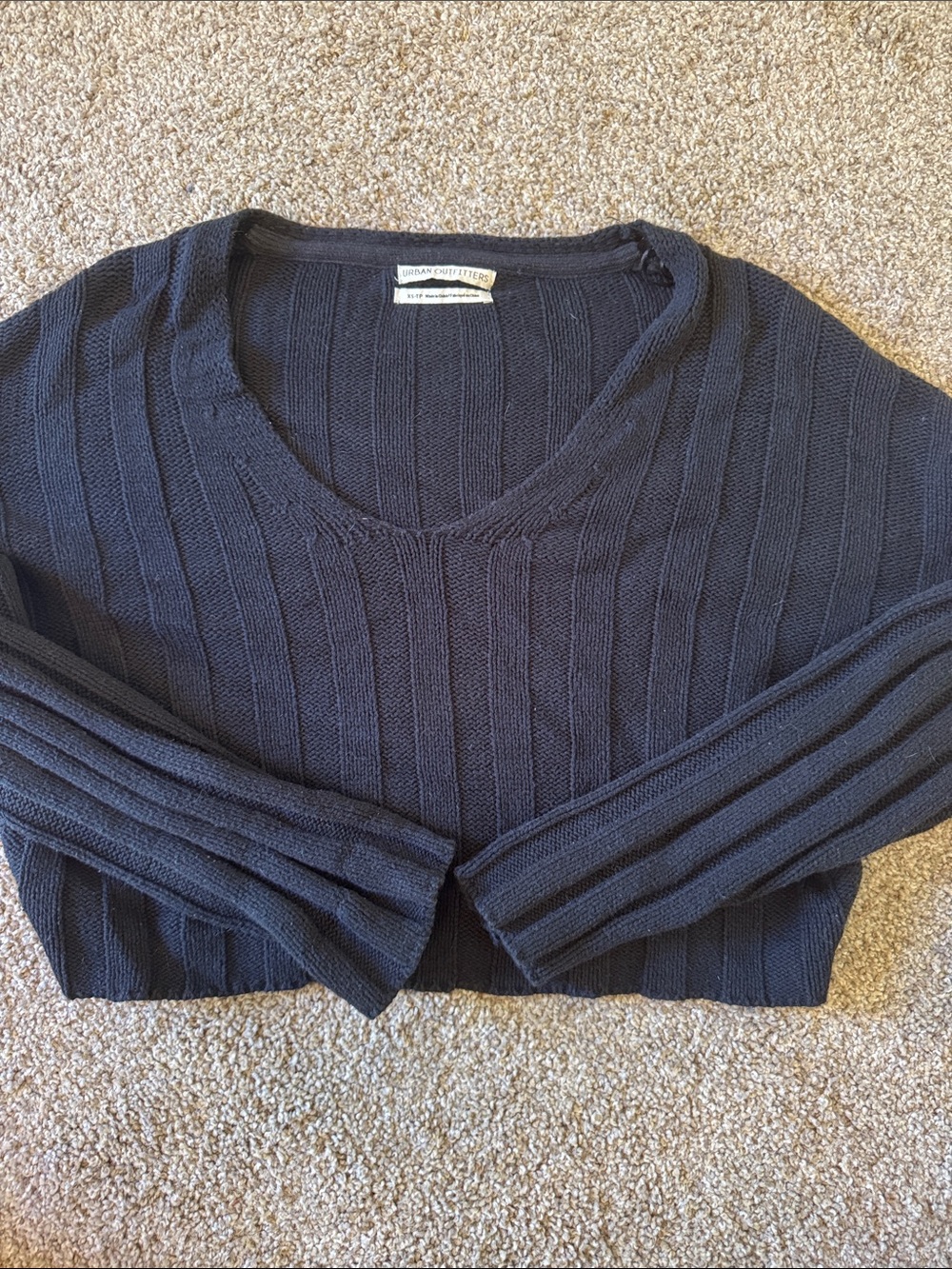 Urban Outfitters Black Ribbed V-Neck Sweater
